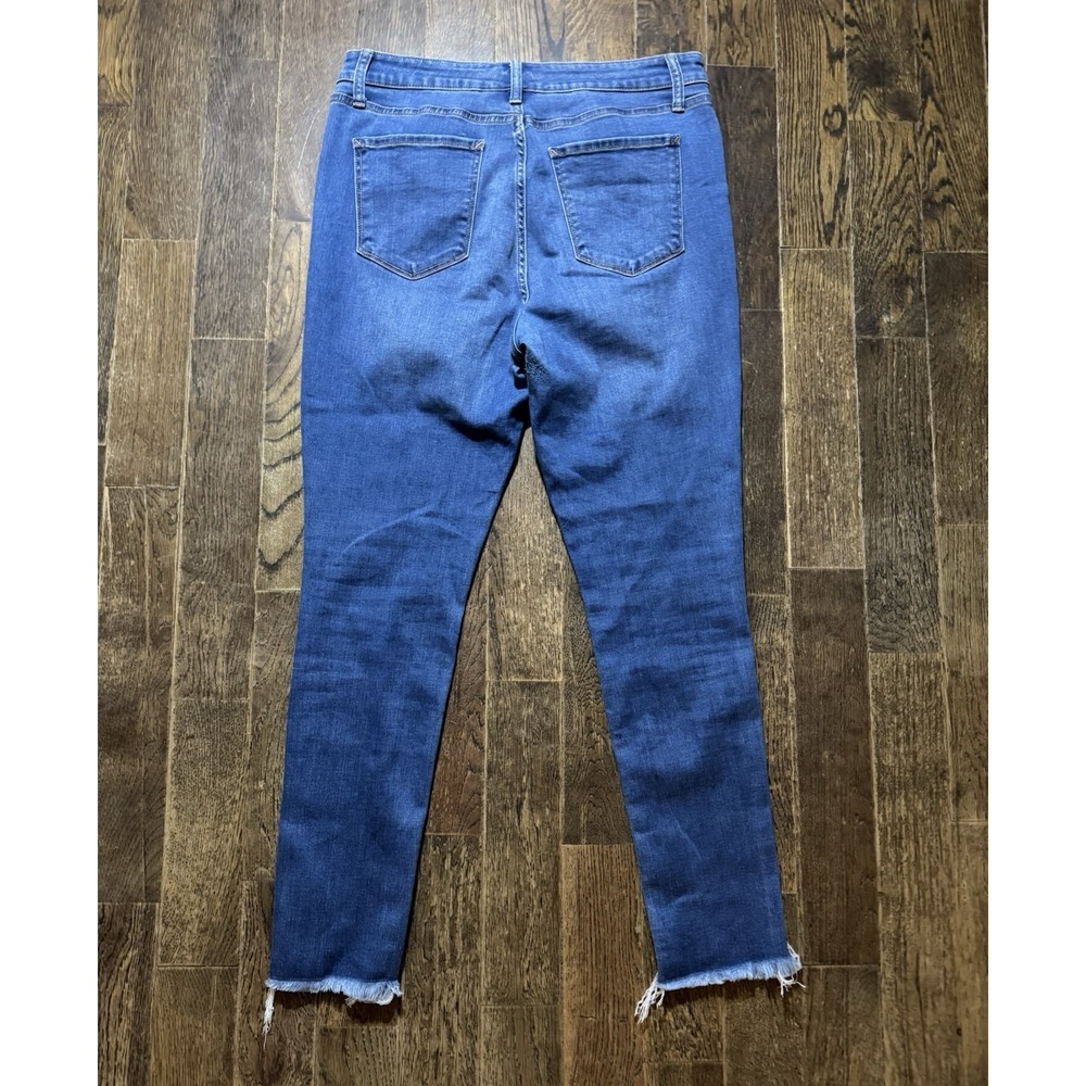 A.N.A Jegging Women's Size 12 Buttonfly Raw Hem Blue High Rise Stretch - Picture 2 of 9